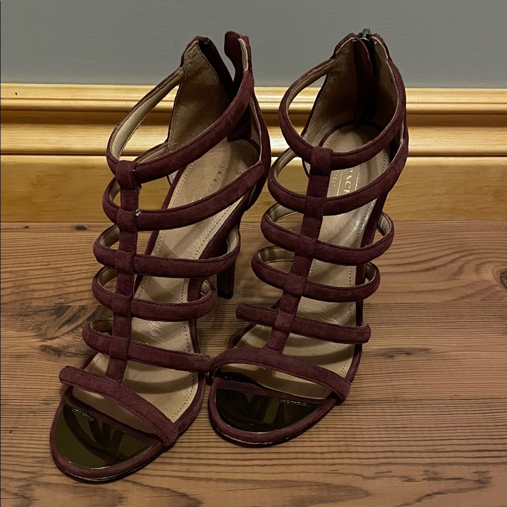 Coach Elegant Burgundy Strappy Heels